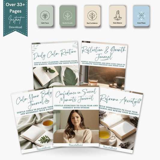 The Social Anxiety Companion Journal (5 - in - 1 Bundle) - PeacefulBond
